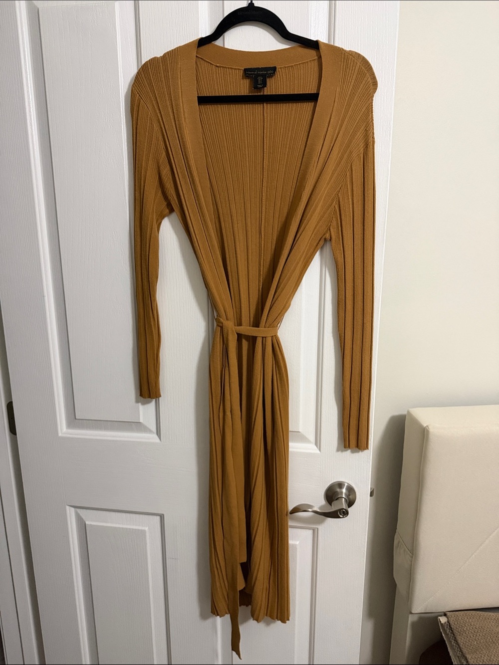 House of Harlow 1960 Ribbed Wrap Maxi Dress in Mustard